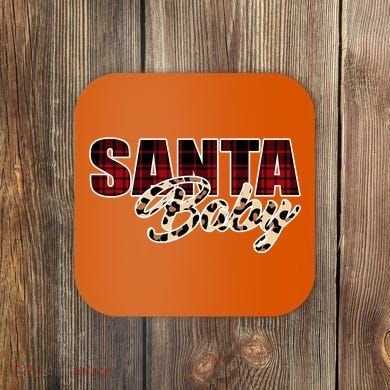 Santa Baby Leopard Christmas Pattern Logo Coaster