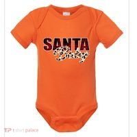 Santa Baby Leopard Christmas Pattern Logo Baby Bodysuit thumb 0