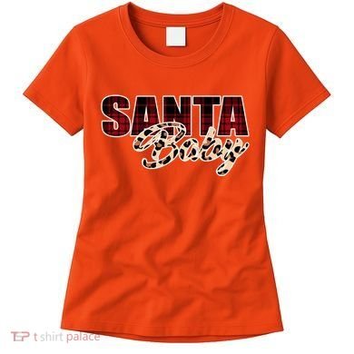 Santa Baby Leopard Christmas Pattern Logo Women's T-Shirt