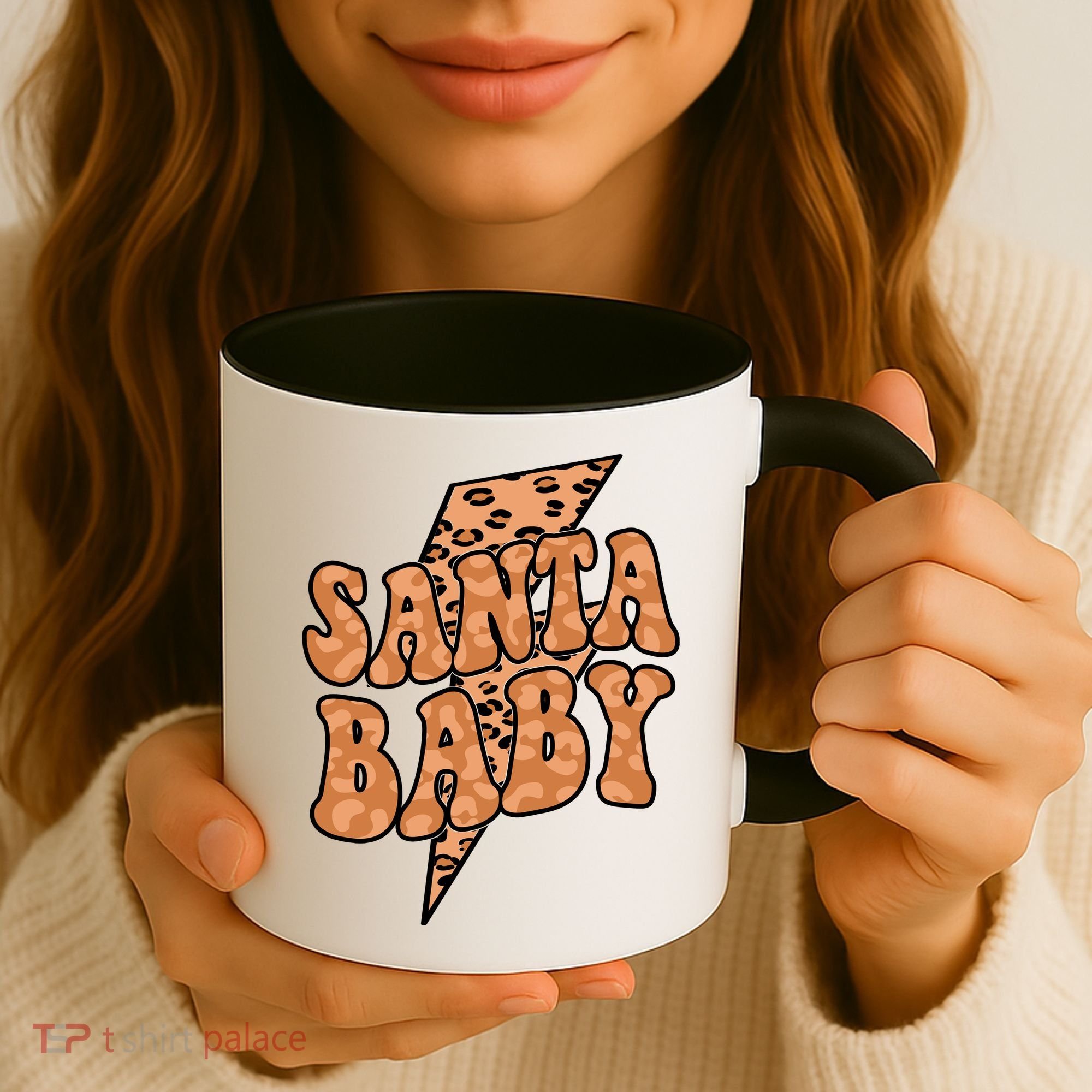 Santa Baby Lightning Cheetah Christmas Coffee Mug