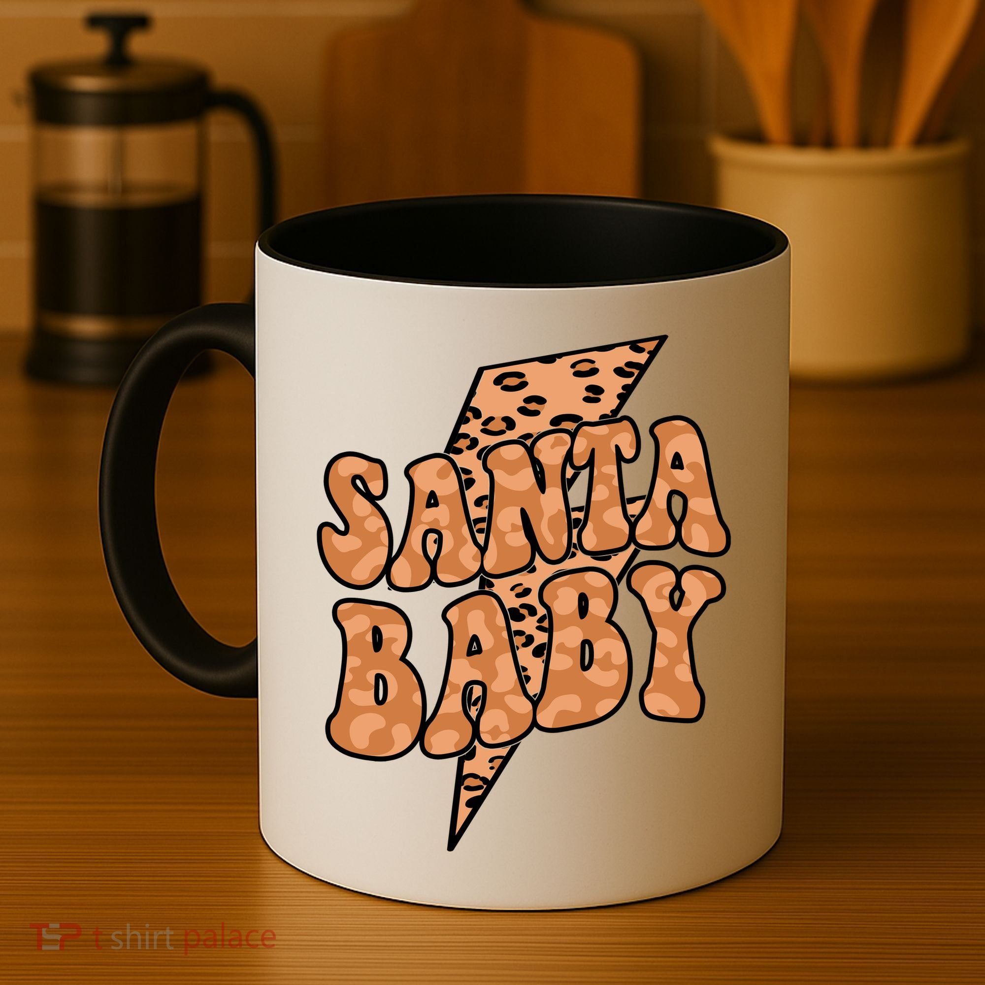 Santa Baby Lightning Cheetah Christmas Coffee Mug