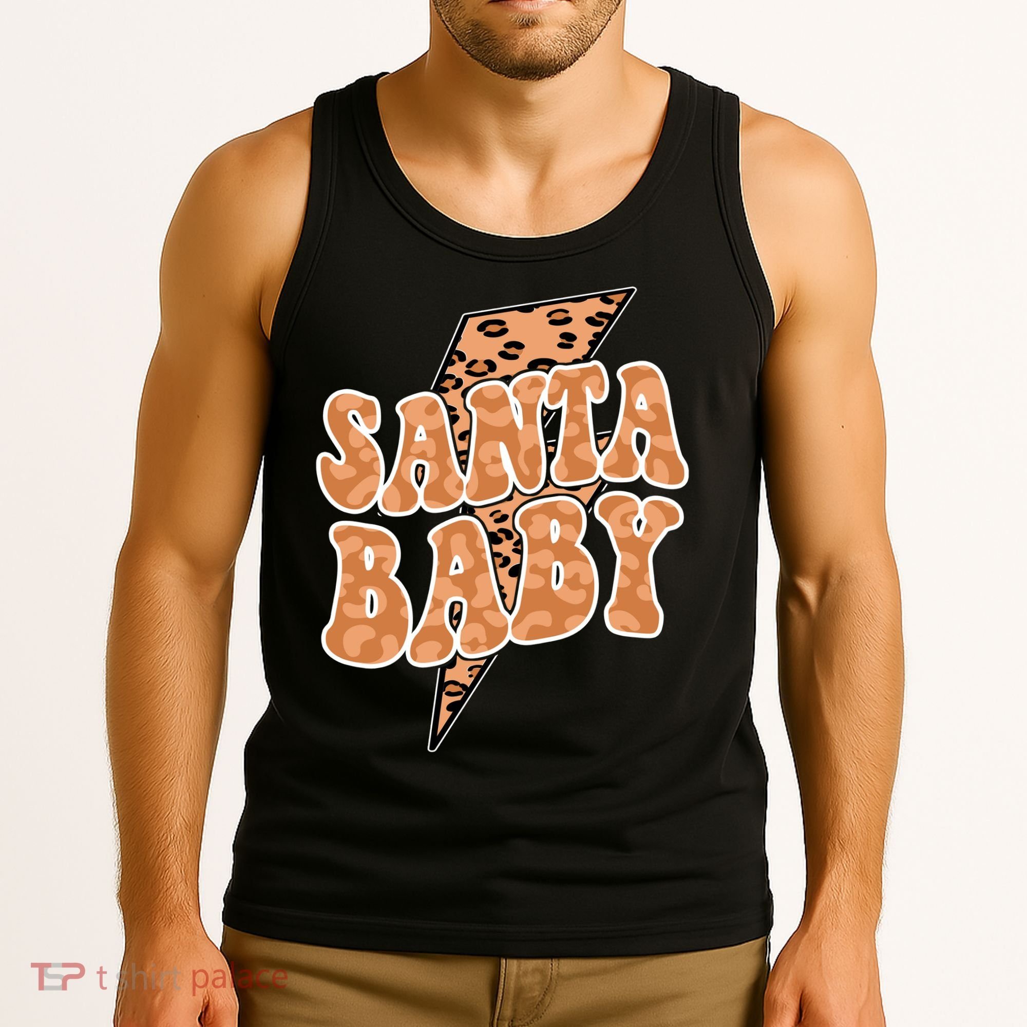 Santa Baby Lightning Cheetah Christmas Tank Top