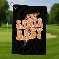 Santa Baby Lightning Cheetah Christmas Golf Towel thumb 1