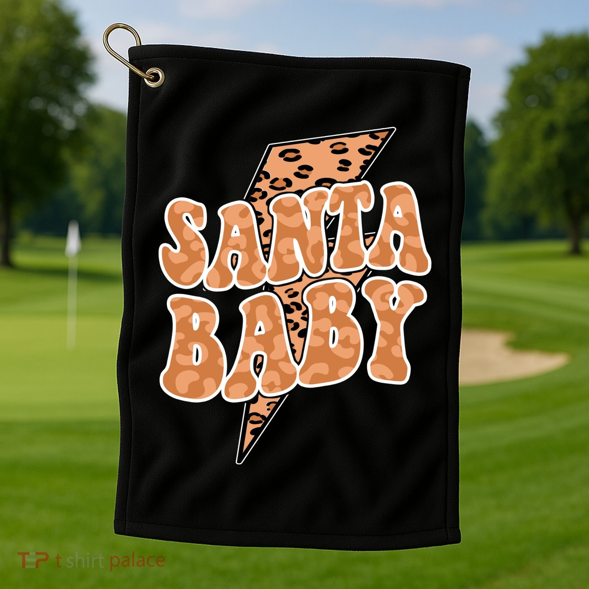 Santa Baby Lightning Cheetah Christmas Golf Towel