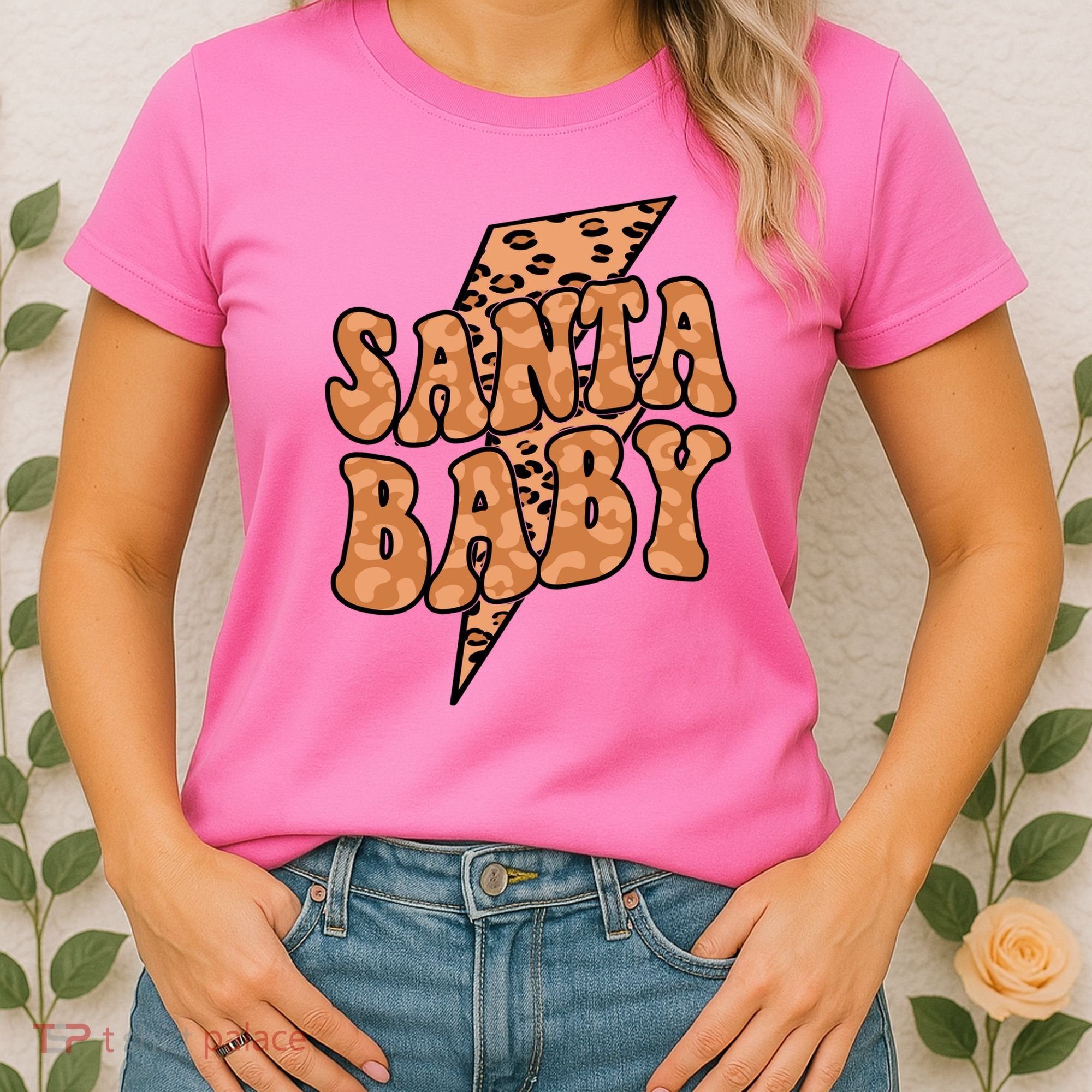 Santa Baby Lightning Cheetah Christmas Women's T-Shirt