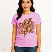 Santa Baby Lightning Cheetah Christmas Women's T-Shirt thumb 4