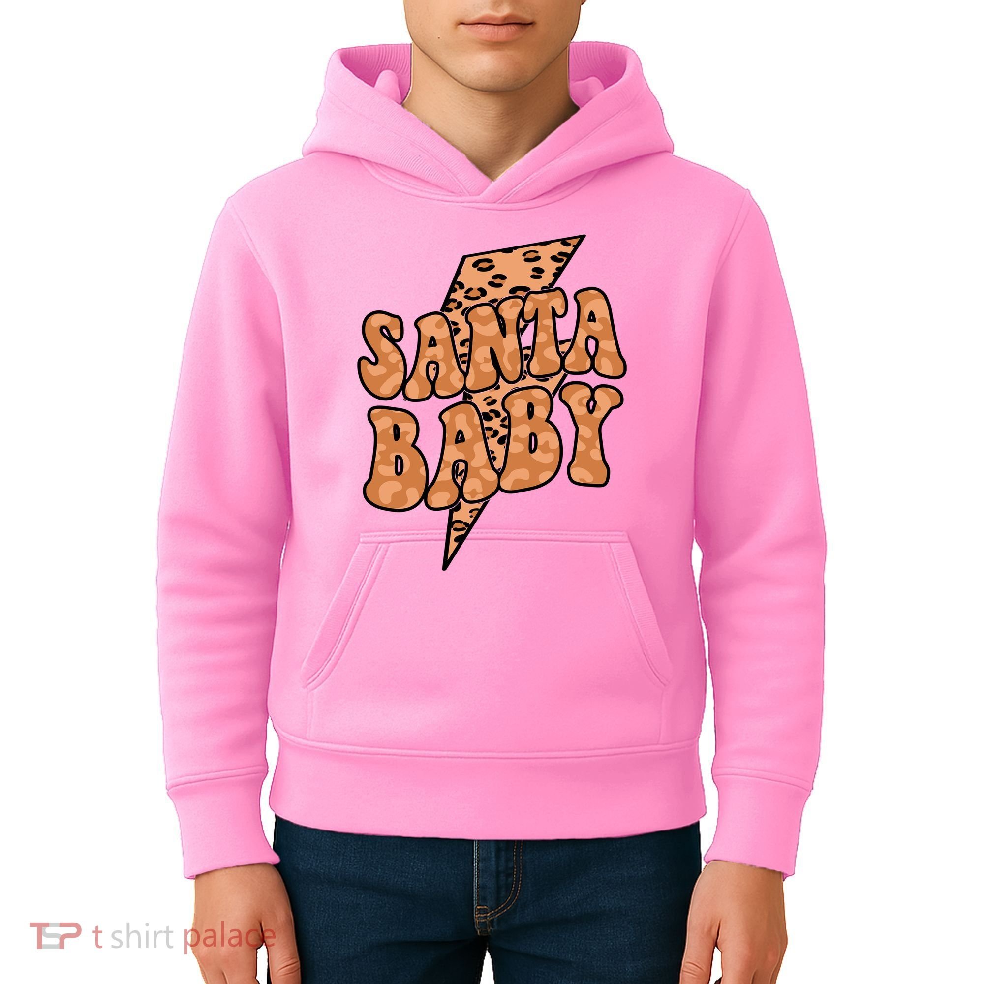Santa Baby Lightning Cheetah Christmas Kids Hoodie