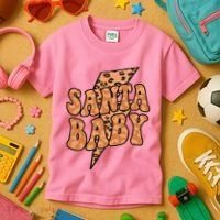 Santa Baby Lightning Cheetah Christmas Kids T-Shirt thumb 3
