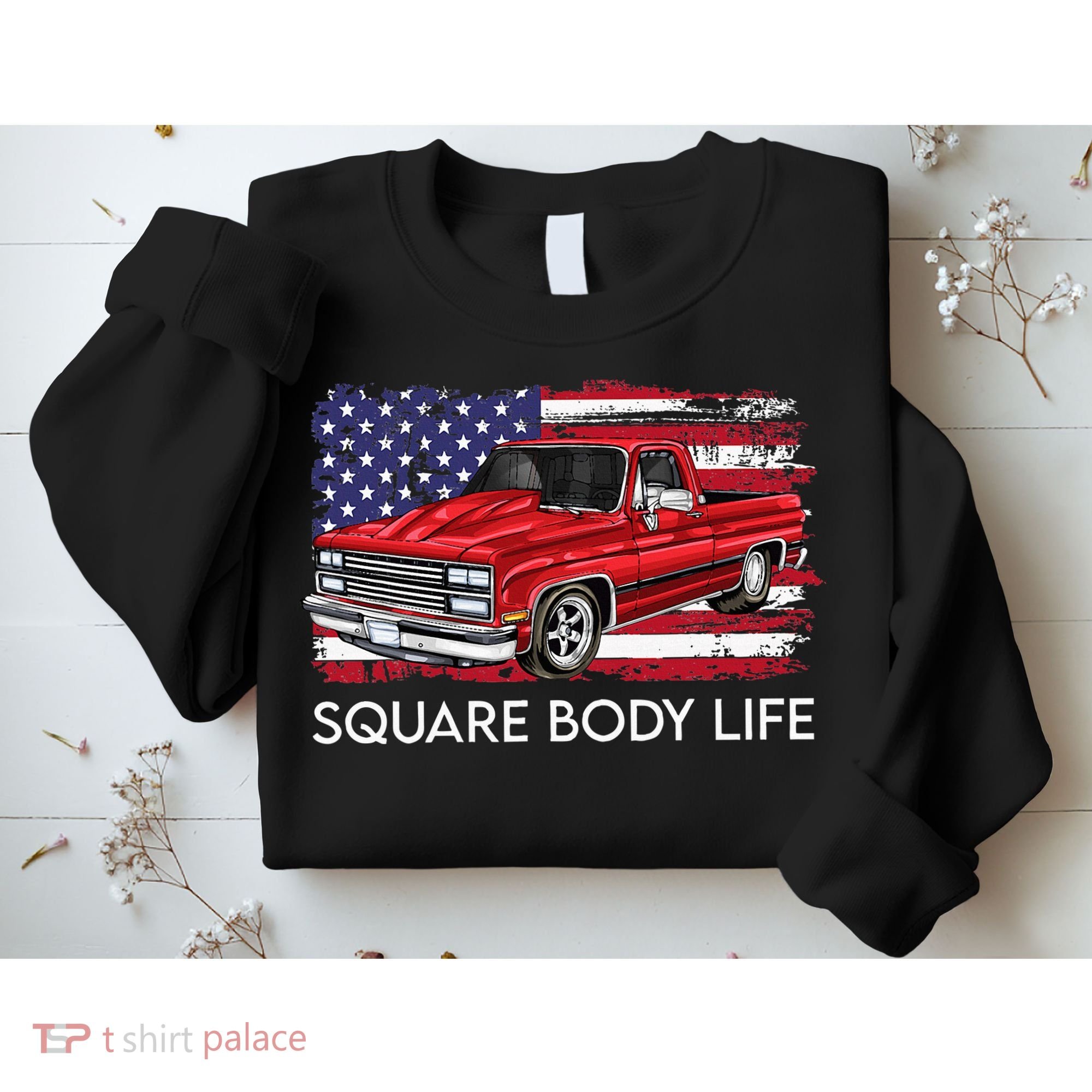 Square Body Life Truck Squarebody American Flag Sweatshirt