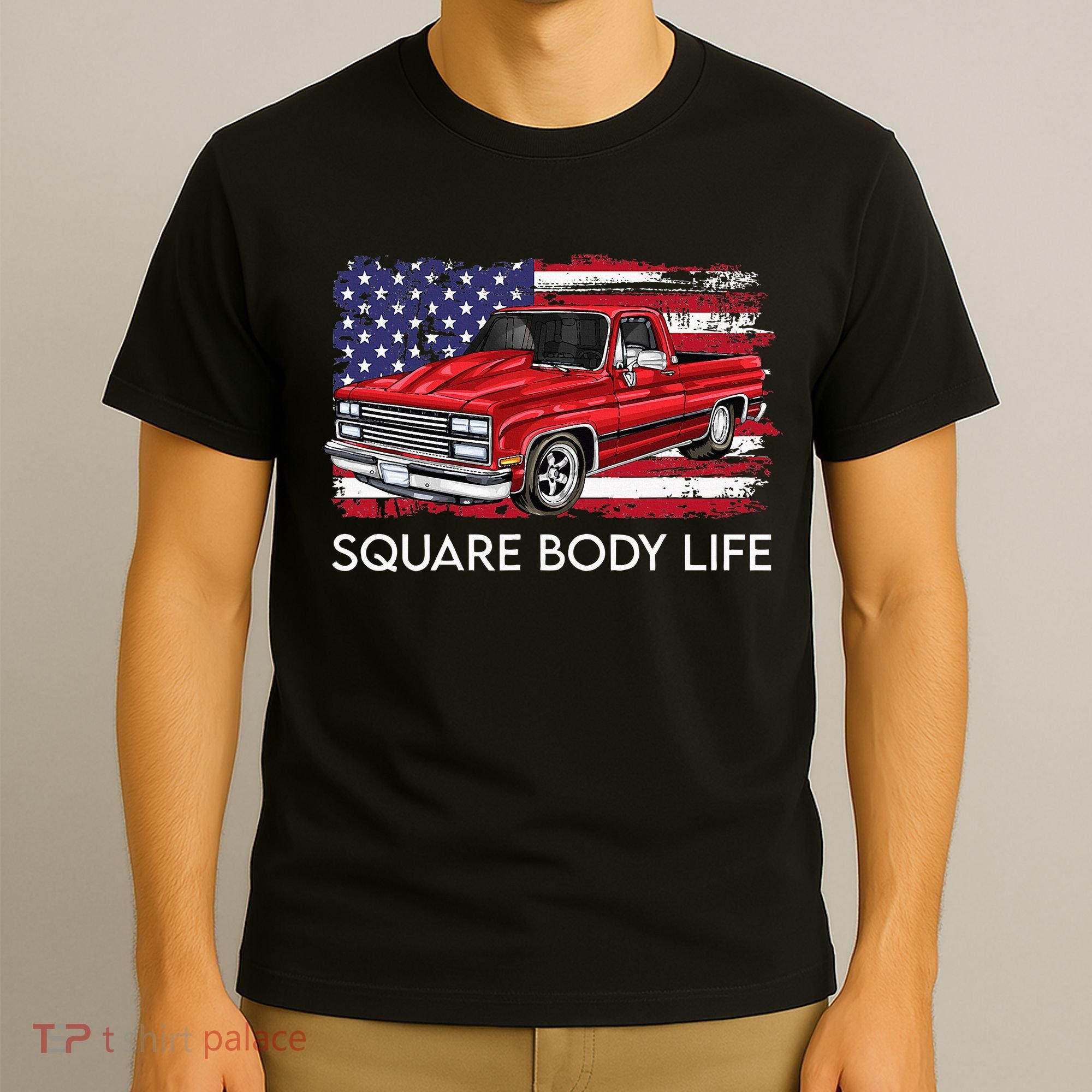 Square Body Life Truck Squarebody American Flag T-Shirt