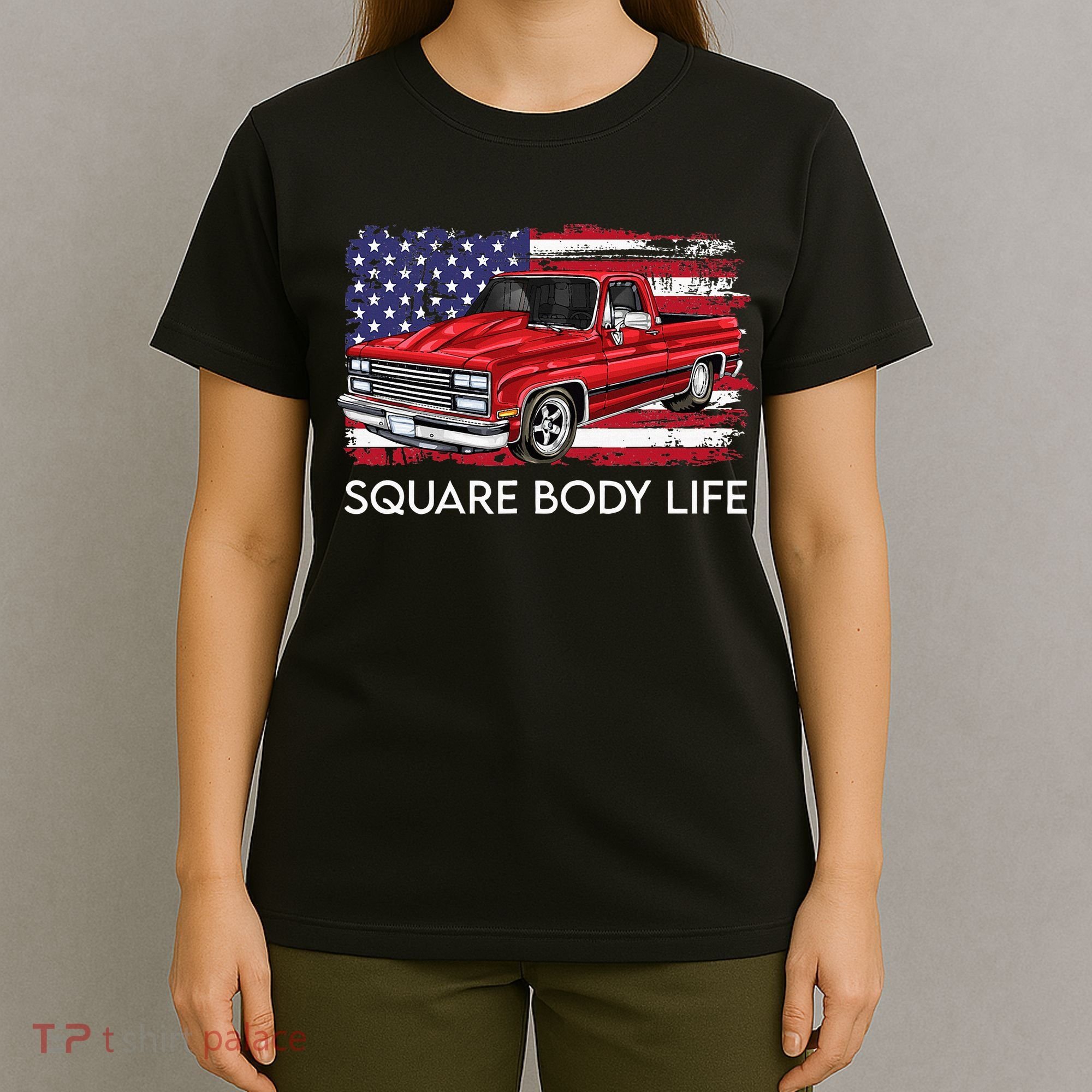 Square Body Life Truck Squarebody American Flag T-Shirt