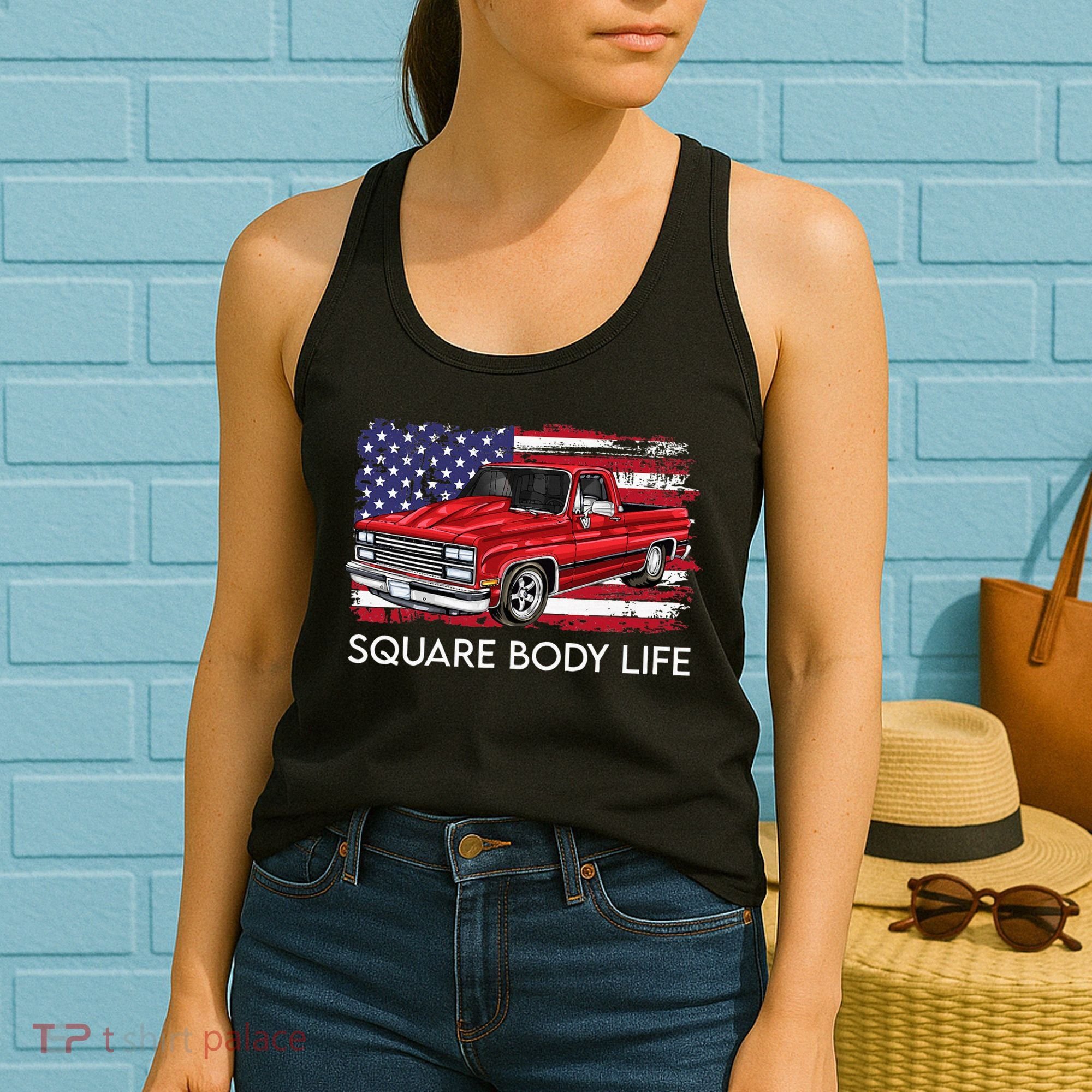 Square Body Life Truck Squarebody American Flag Women's Tank Top