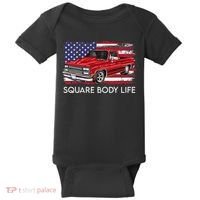 Square Body Life Truck Squarebody American Flag Baby Bodysuit thumb 0