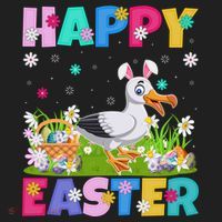 Seagull Bird Lover Happy Easter Bunny Seagull Easter Sunday Gift Beanie thumb 2