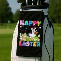 Seagull Bird Lover Happy Easter Bunny Seagull Easter Sunday Gift Golf Towel thumb 2