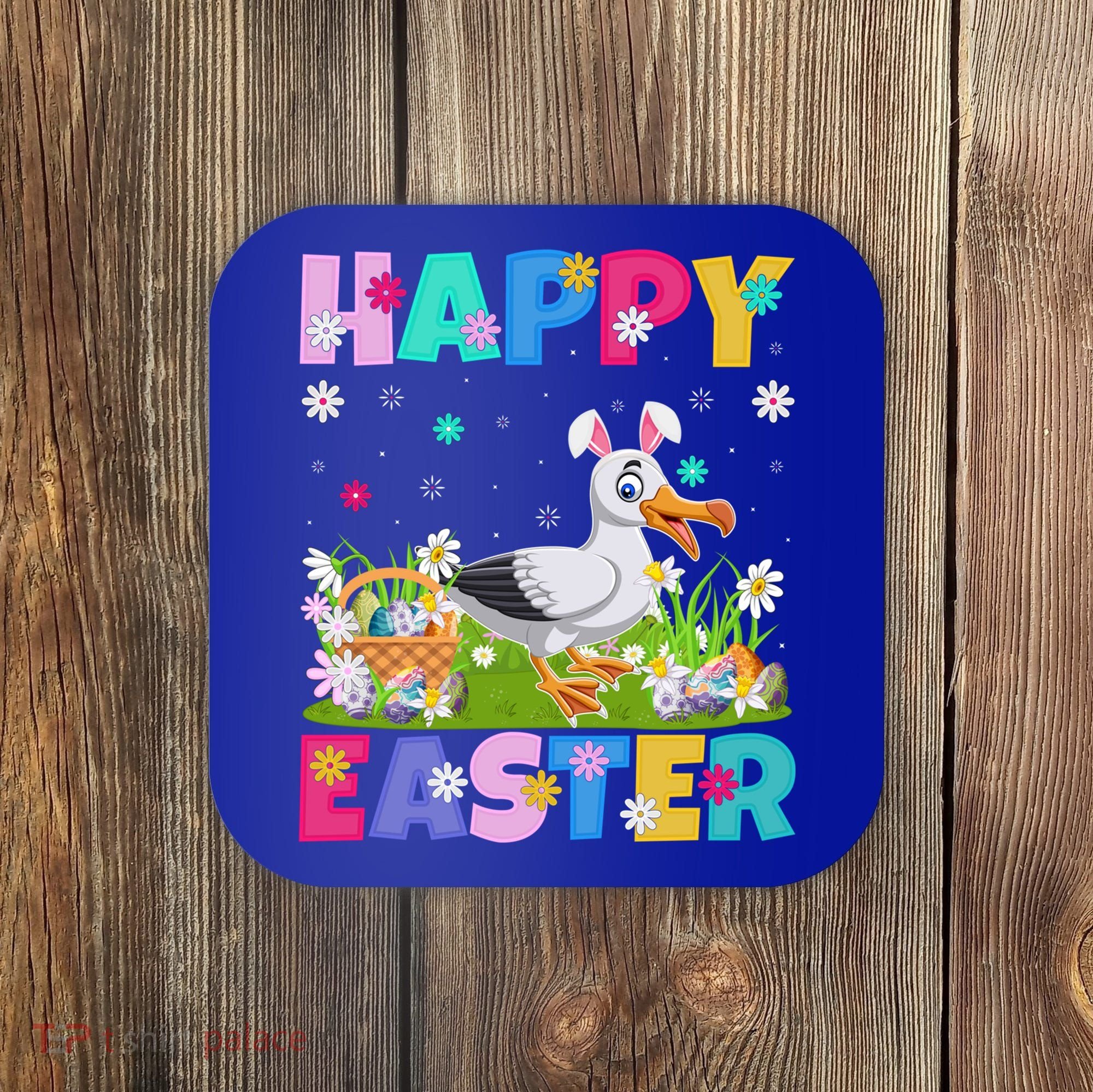Seagull Bird Lover Happy Easter Bunny Seagull Easter Sunday Gift Coaster