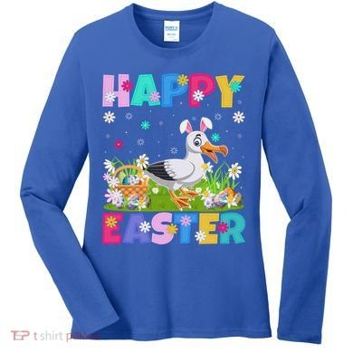 Seagull Bird Lover Happy Easter Bunny Seagull Easter Sunday Gift Women's Long Sleeve Shirt