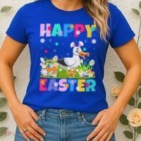 Seagull Bird Lover Happy Easter Bunny Seagull Easter Sunday Gift Women's T-Shirt thumb 2