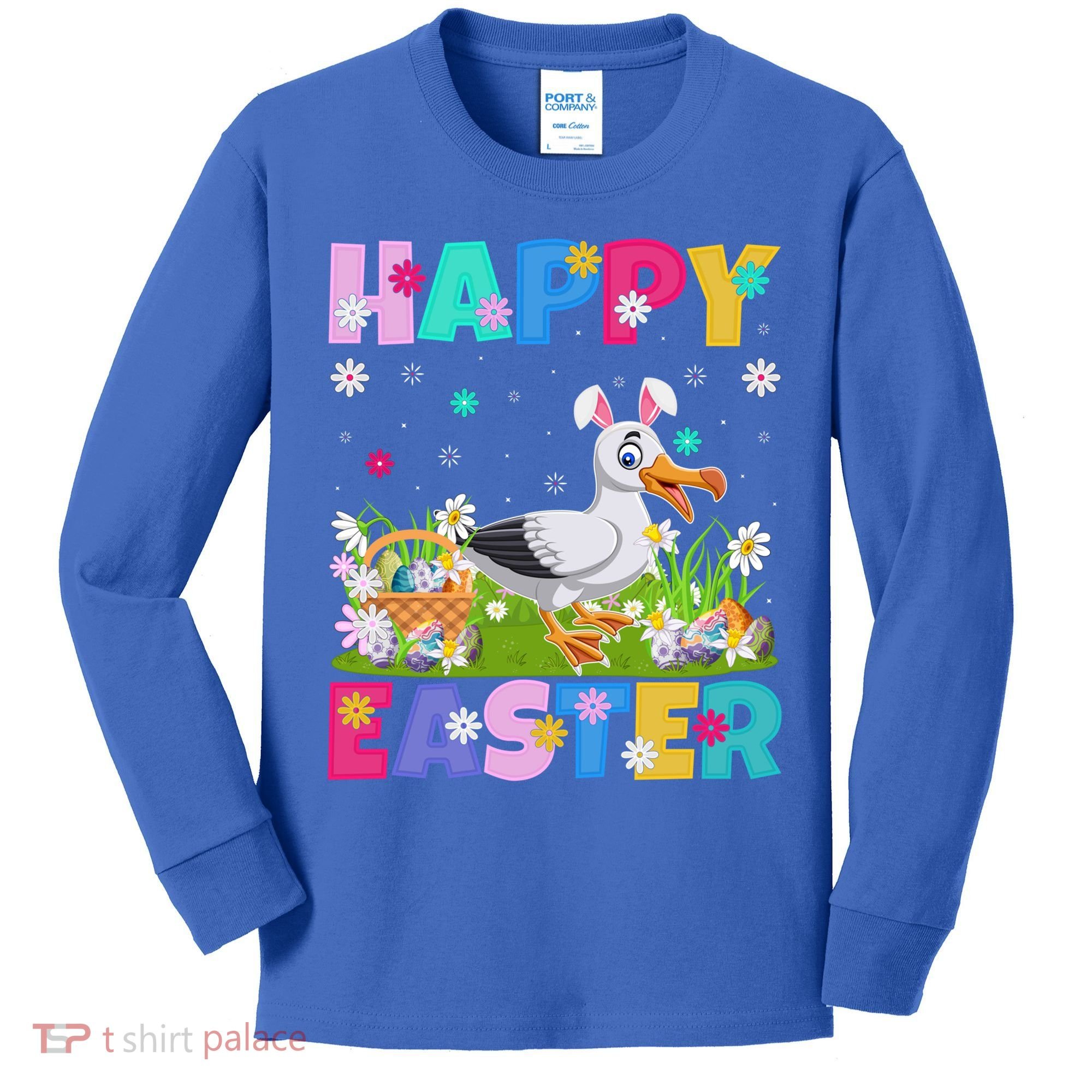 Seagull Bird Lover Happy Easter Bunny Seagull Easter Sunday Gift Kids Long Sleeve Shirt