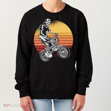Skeleton Biking Lazy Halloween Costume Retro Bicycle Cute Gift Women's Sweatshirt