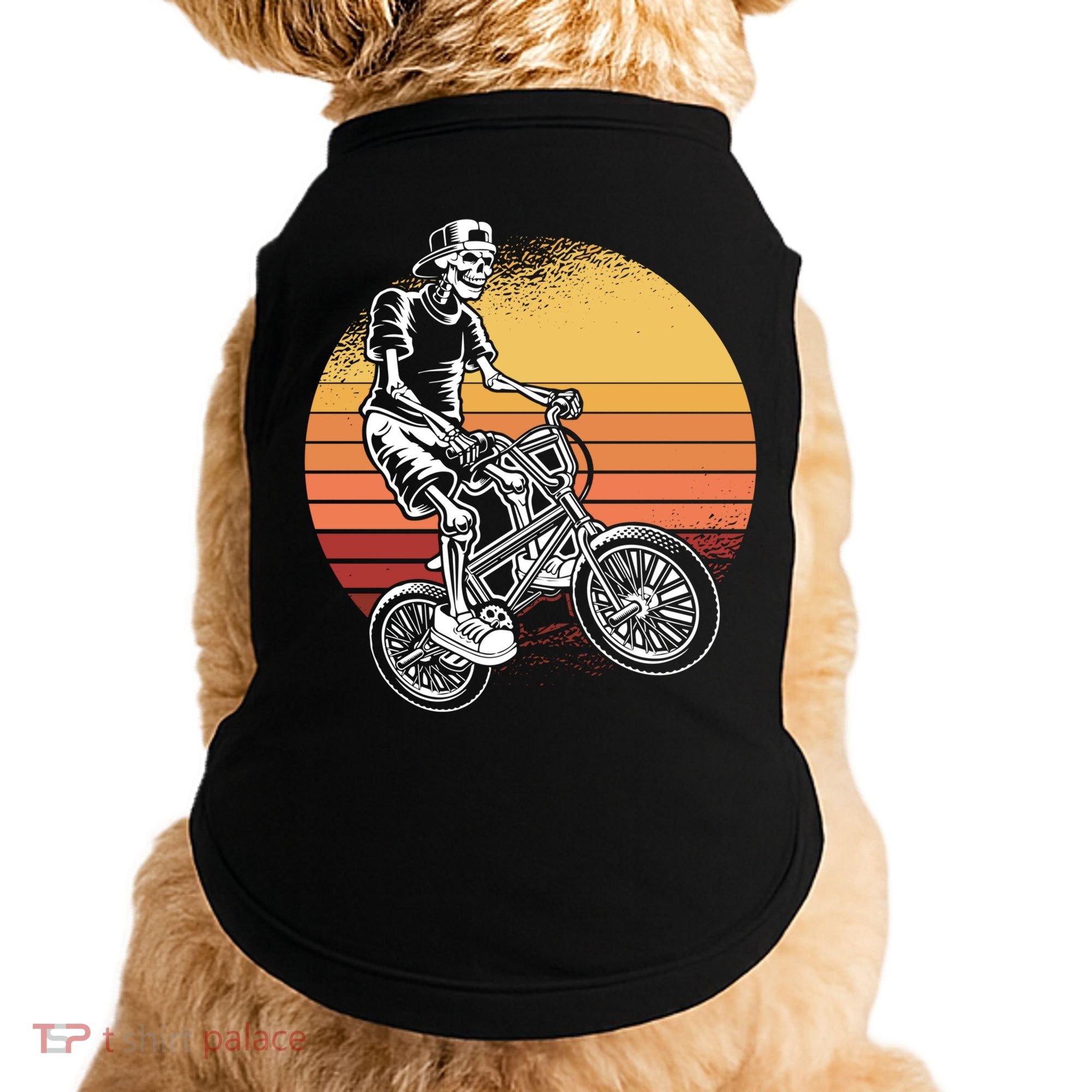 Skeleton Biking Lazy Halloween Costume Retro Bicycle Cute Gift Doggie Tank