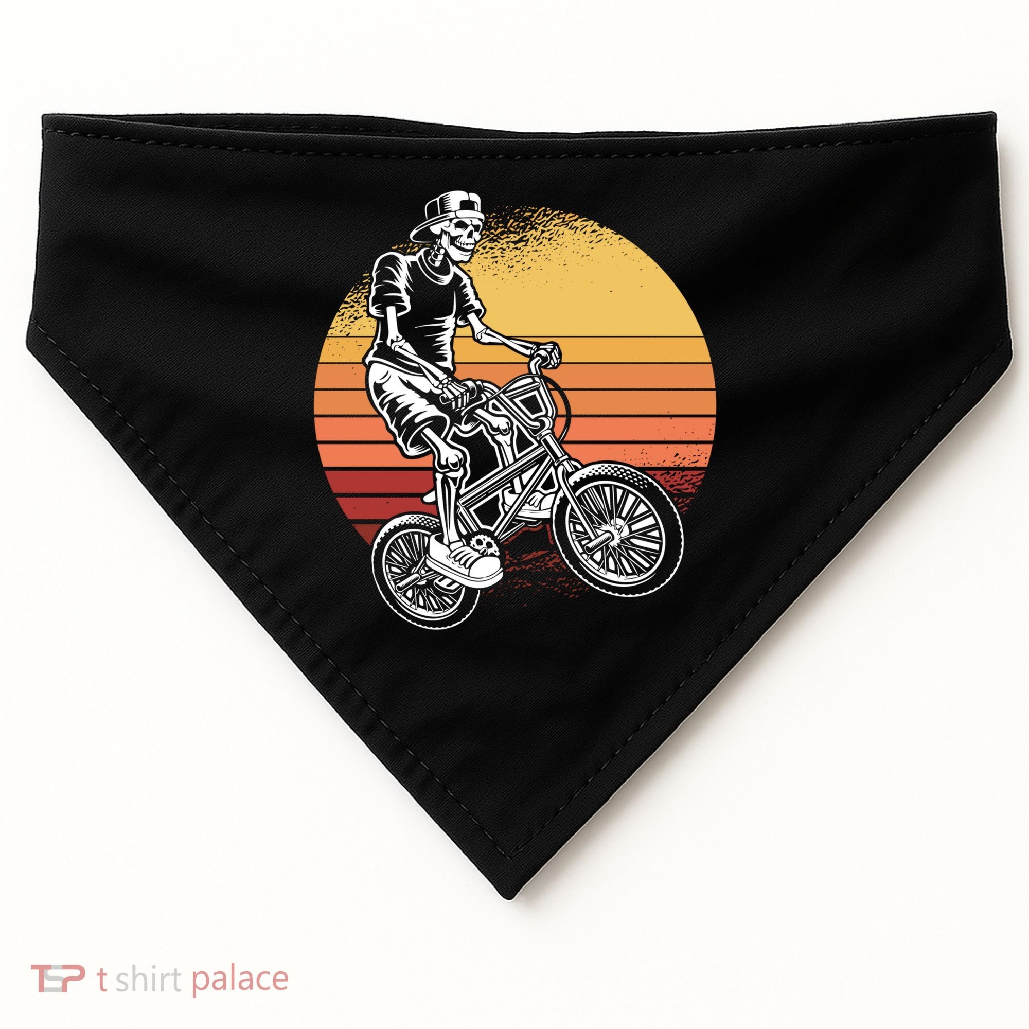 Skeleton Biking Lazy Halloween Costume Retro Bicycle Cute Gift USA-Made Doggie Bandana