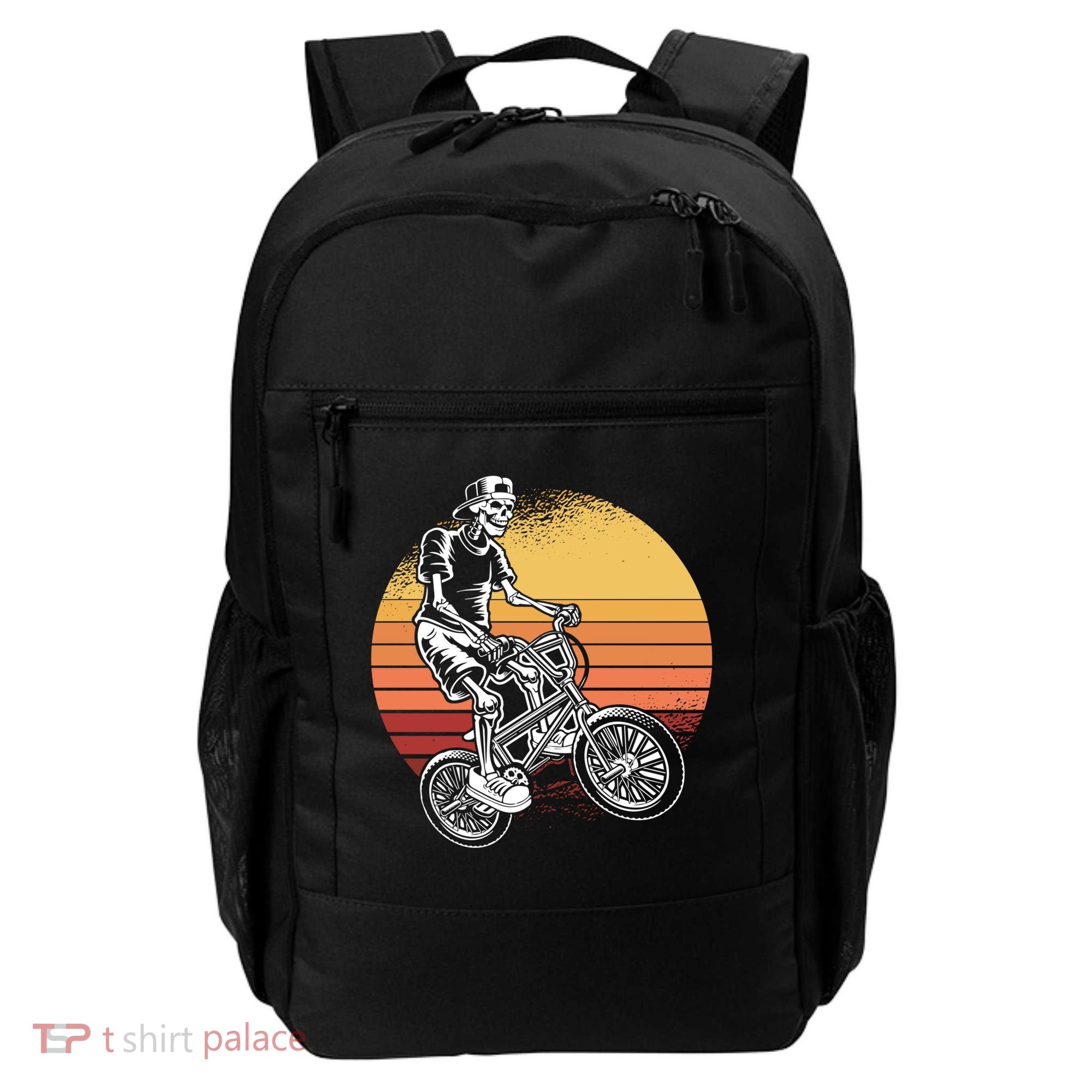 Skeleton Biking Lazy Halloween Costume Retro Bicycle Cute Gift Backpack