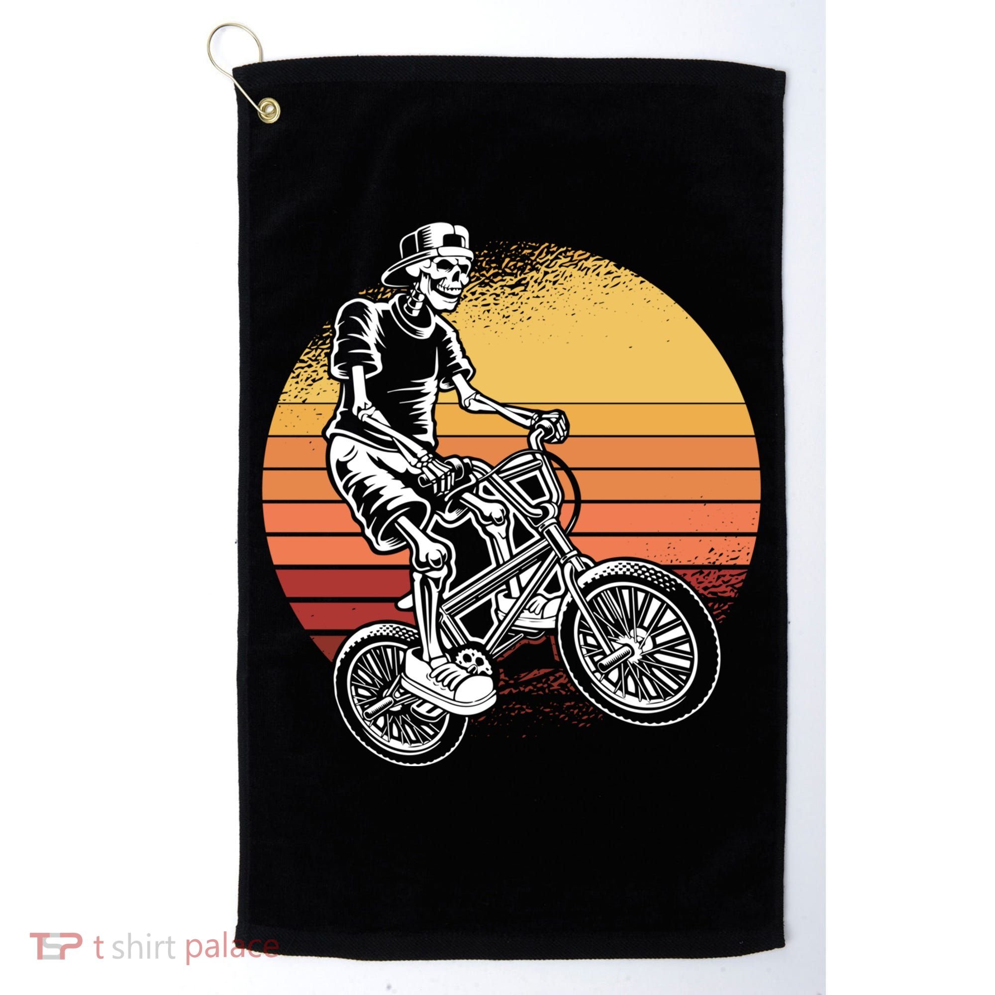 Skeleton Biking Lazy Halloween Costume Retro Bicycle Cute Gift Golf Towel