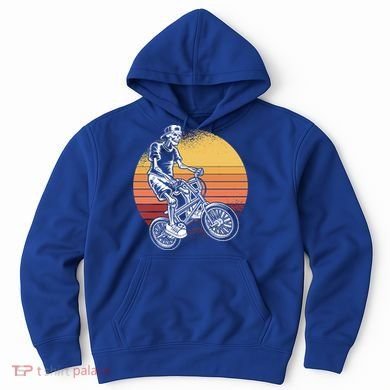 Skeleton Biking Lazy Halloween Costume Retro Bicycle Cute Gift Hoodie