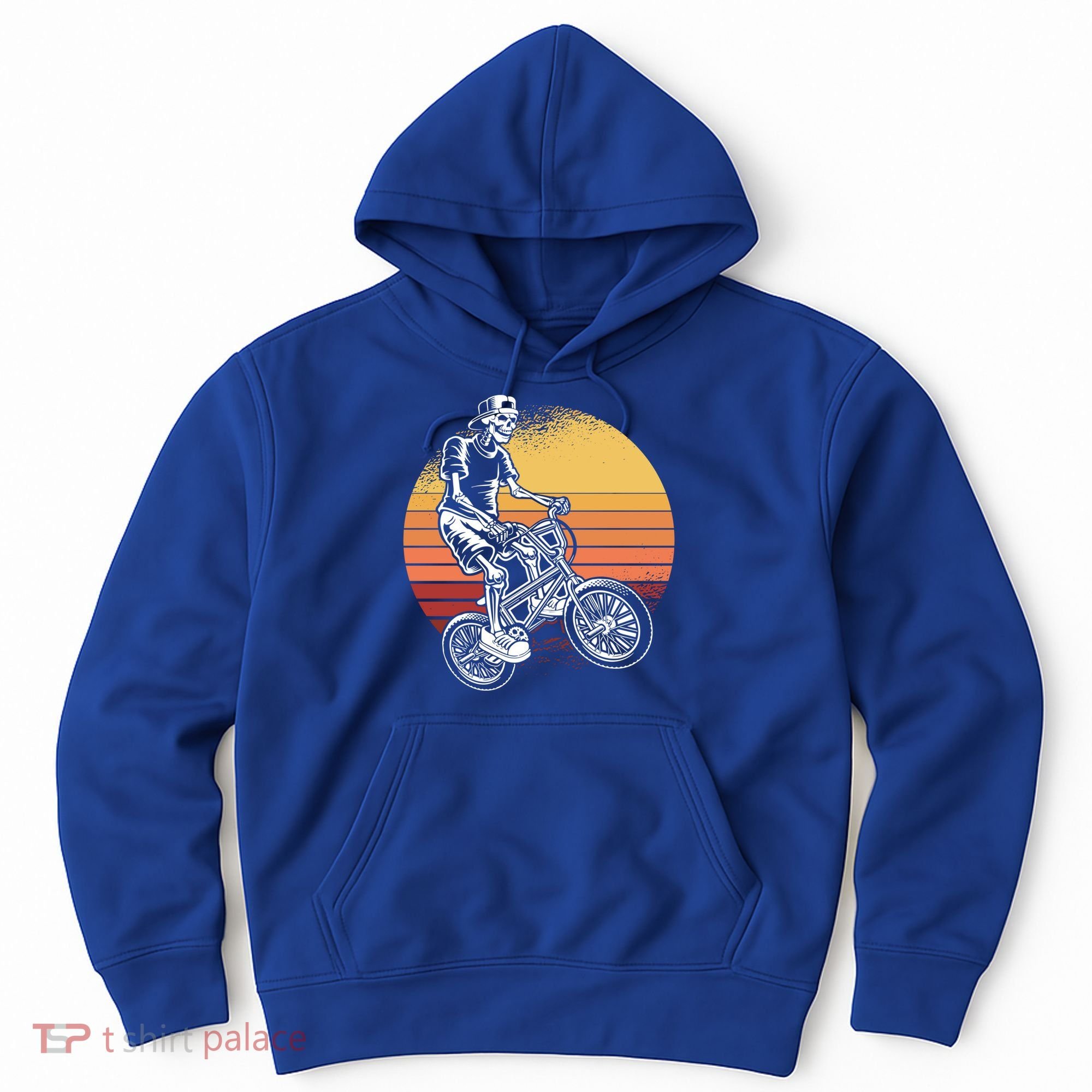 Skeleton Biking Lazy Halloween Costume Retro Bicycle Cute Gift Hoodie