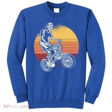 Skeleton Biking Lazy Halloween Costume Retro Bicycle Cute Gift Sweatshirt