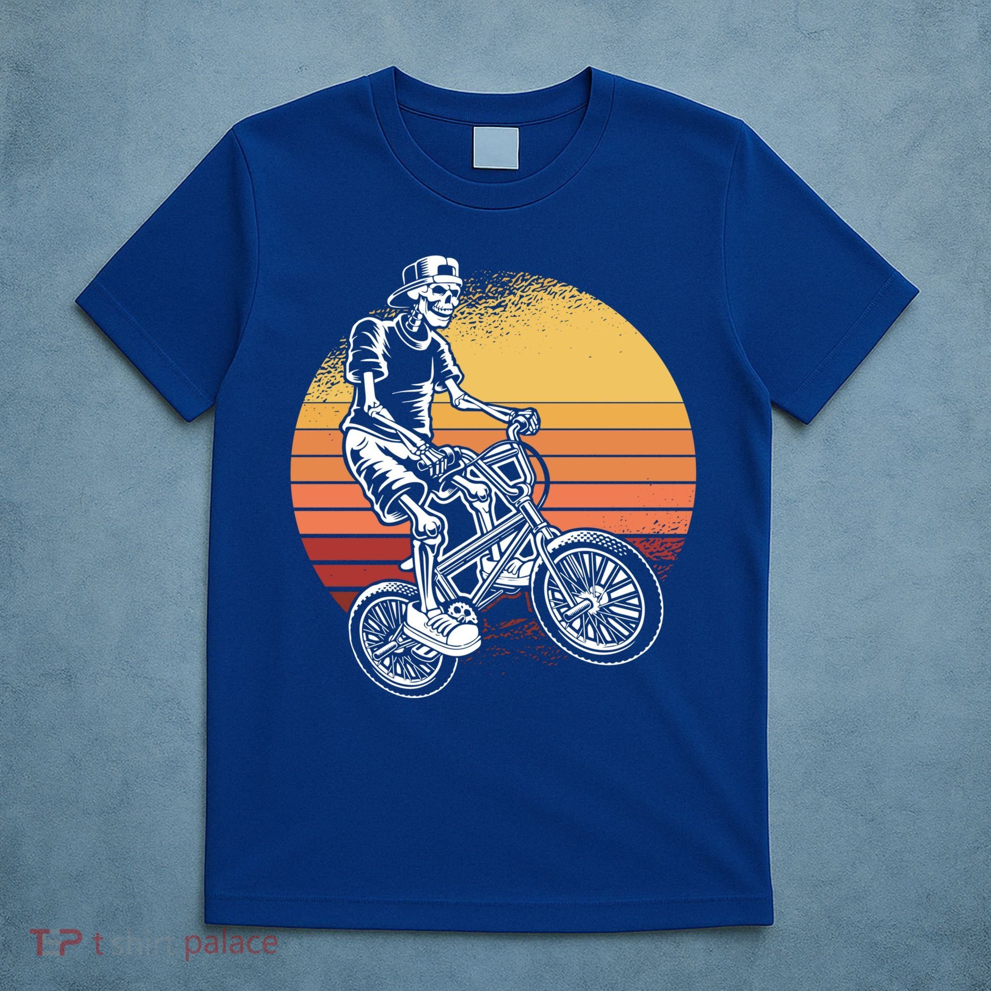 Skeleton Biking Lazy Halloween Costume Retro Bicycle Cute Gift T-Shirt