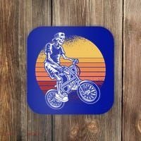 Skeleton Biking Lazy Halloween Costume Retro Bicycle Cute Gift Coaster thumb 0