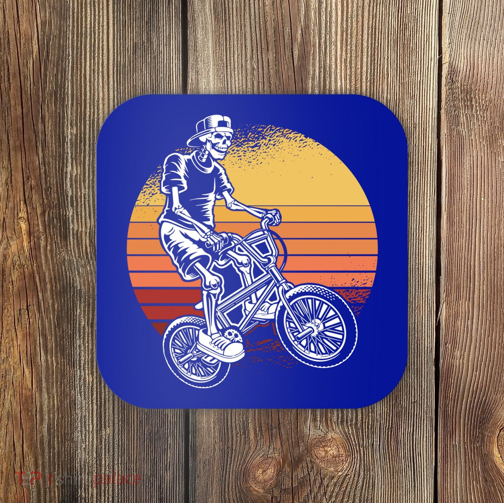 Skeleton Biking Lazy Halloween Costume Retro Bicycle Cute Gift Coaster