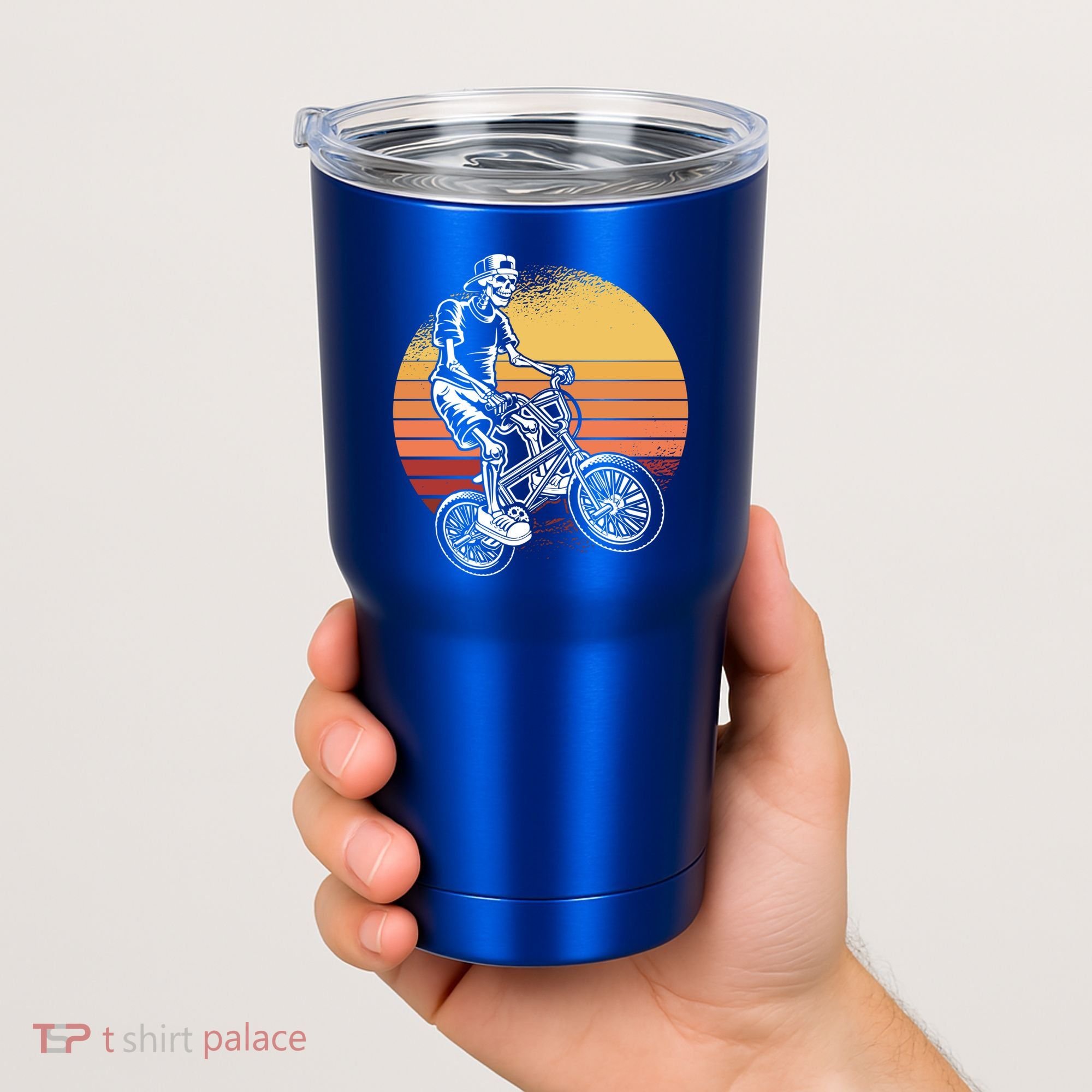 Skeleton Biking Lazy Halloween Costume Retro Bicycle Cute Gift Tumbler