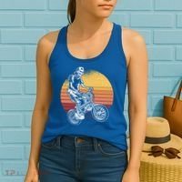 Skeleton Biking Lazy Halloween Costume Retro Bicycle Cute Gift Women's Tank Top thumb 2