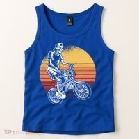 Skeleton Biking Lazy Halloween Costume Retro Bicycle Cute Gift Tank Top thumb 2