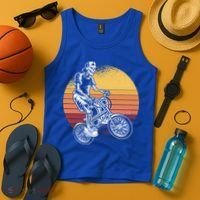 Skeleton Biking Lazy Halloween Costume Retro Bicycle Cute Gift Tank Top thumb 4
