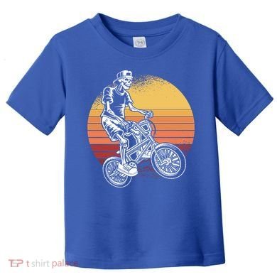 Skeleton Biking Lazy Halloween Costume Retro Bicycle Cute Gift Toddler T-Shirt