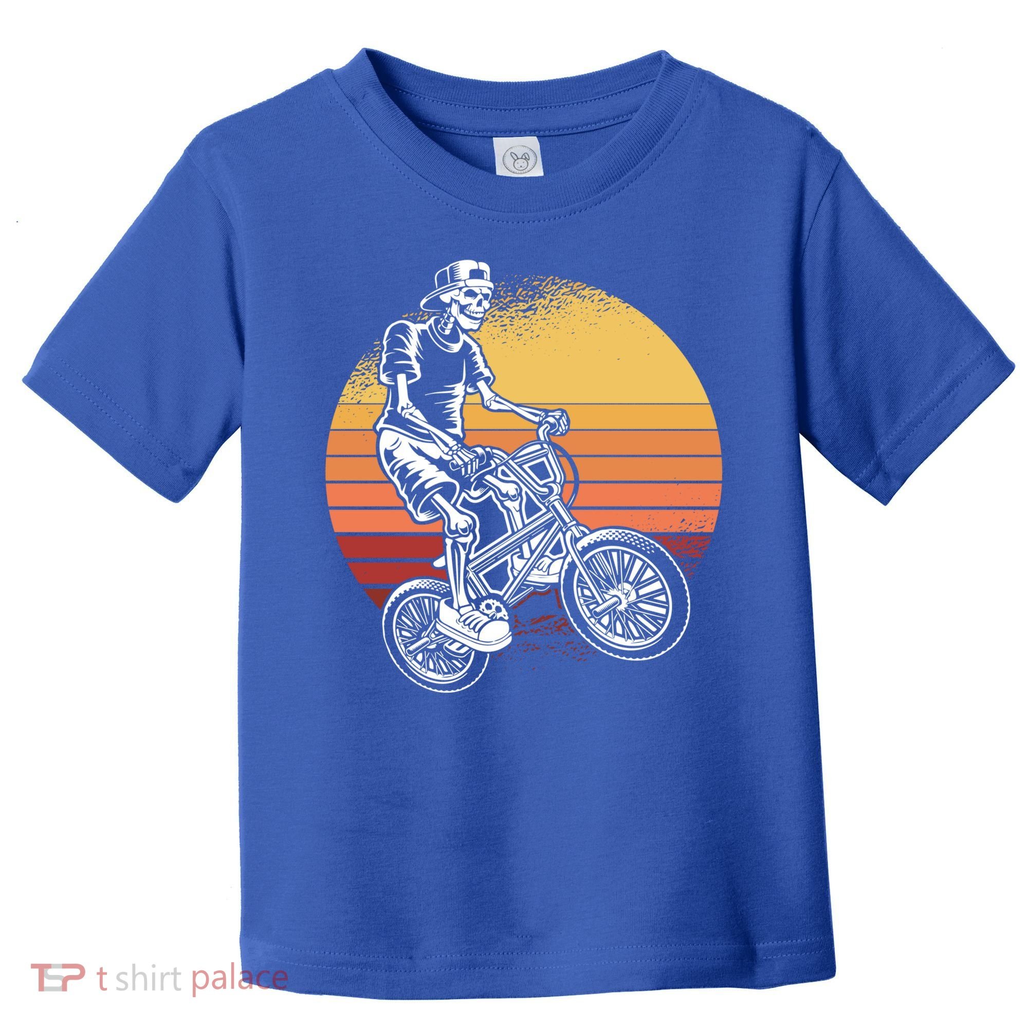 Skeleton Biking Lazy Halloween Costume Retro Bicycle Cute Gift Toddler T-Shirt