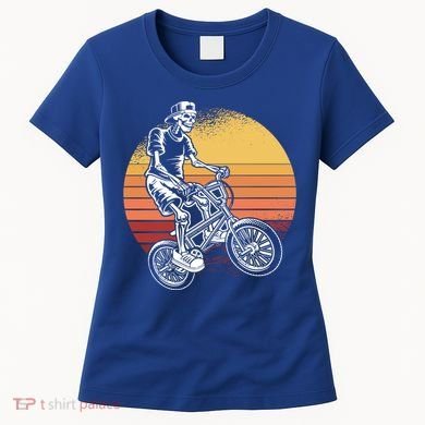 Skeleton Biking Lazy Halloween Costume Retro Bicycle Cute Gift Women's T-Shirt