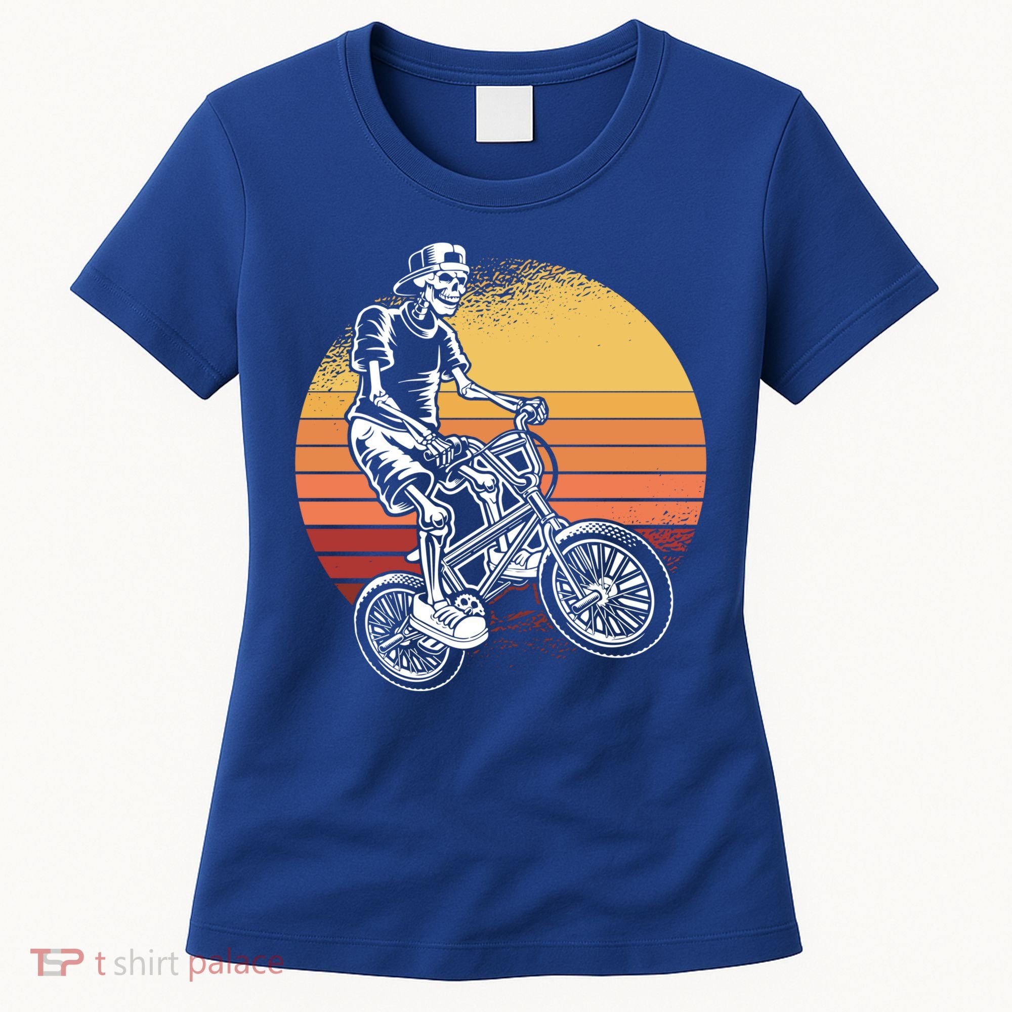 Skeleton Biking Lazy Halloween Costume Retro Bicycle Cute Gift Women's T-Shirt