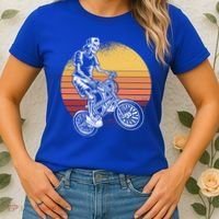 Skeleton Biking Lazy Halloween Costume Retro Bicycle Cute Gift Women's T-Shirt thumb 2