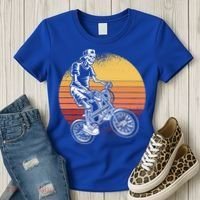Skeleton Biking Lazy Halloween Costume Retro Bicycle Cute Gift Women's T-Shirt thumb 3