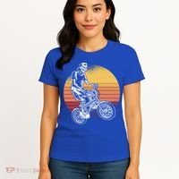 Skeleton Biking Lazy Halloween Costume Retro Bicycle Cute Gift Women's T-Shirt thumb 4