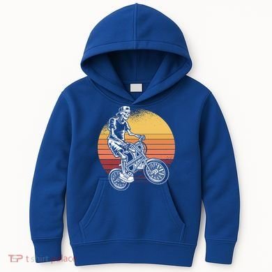Skeleton Biking Lazy Halloween Costume Retro Bicycle Cute Gift Kids Hoodie