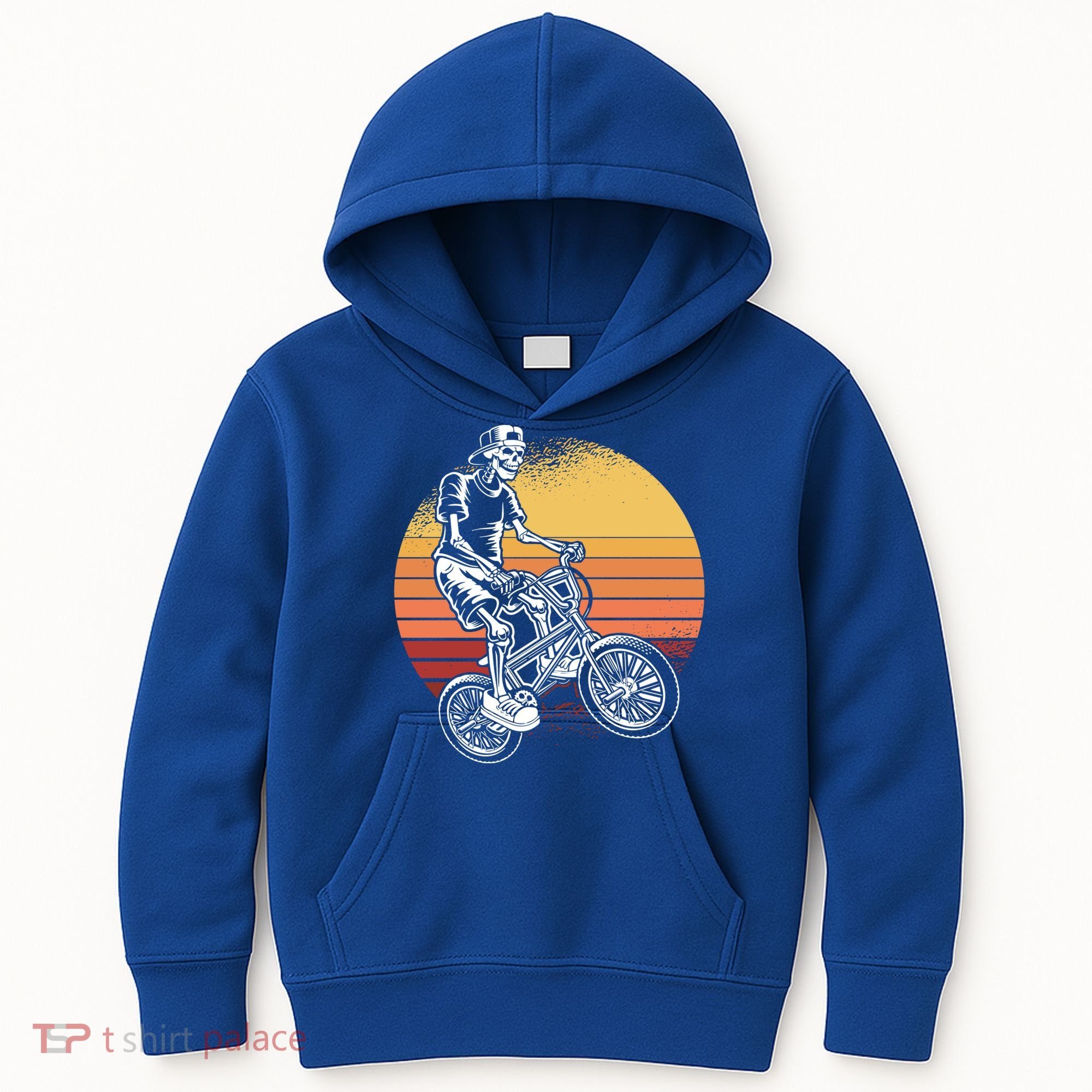 Skeleton Biking Lazy Halloween Costume Retro Bicycle Cute Gift Kids Hoodie