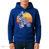 Skeleton Biking Lazy Halloween Costume Retro Bicycle Cute Gift Kids Hoodie thumb 4