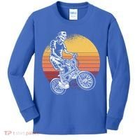 Skeleton Biking Lazy Halloween Costume Retro Bicycle Cute Gift Kids Long Sleeve Shirt thumb 0
