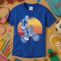 Skeleton Biking Lazy Halloween Costume Retro Bicycle Cute Gift Kids T-Shirt thumb 3